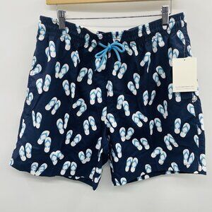 Trunks Surf & Swim Mens Large Sano 6.5" Swim Trunks Marine Blue Flip Flops 1042